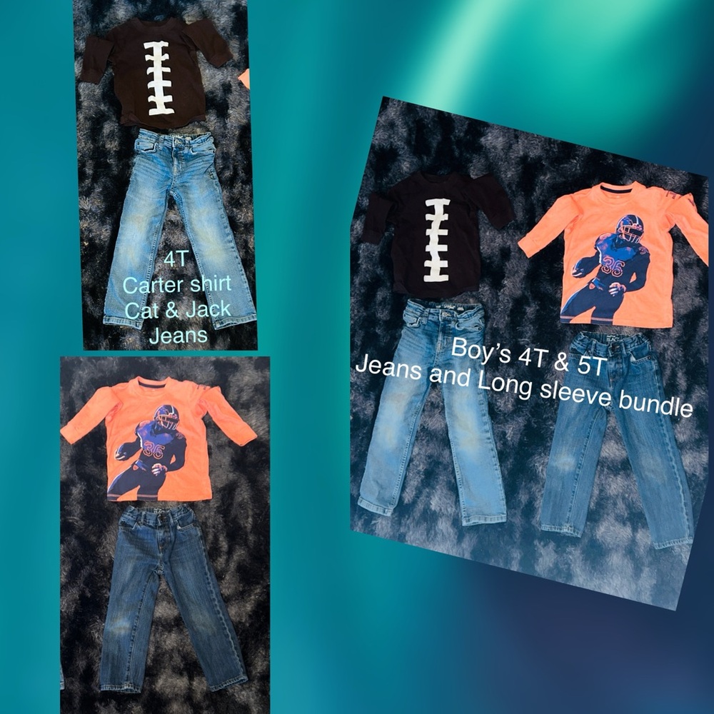 Boys 4T & 5T Outfit - Blue Jeans & Long Sleeve Shirt